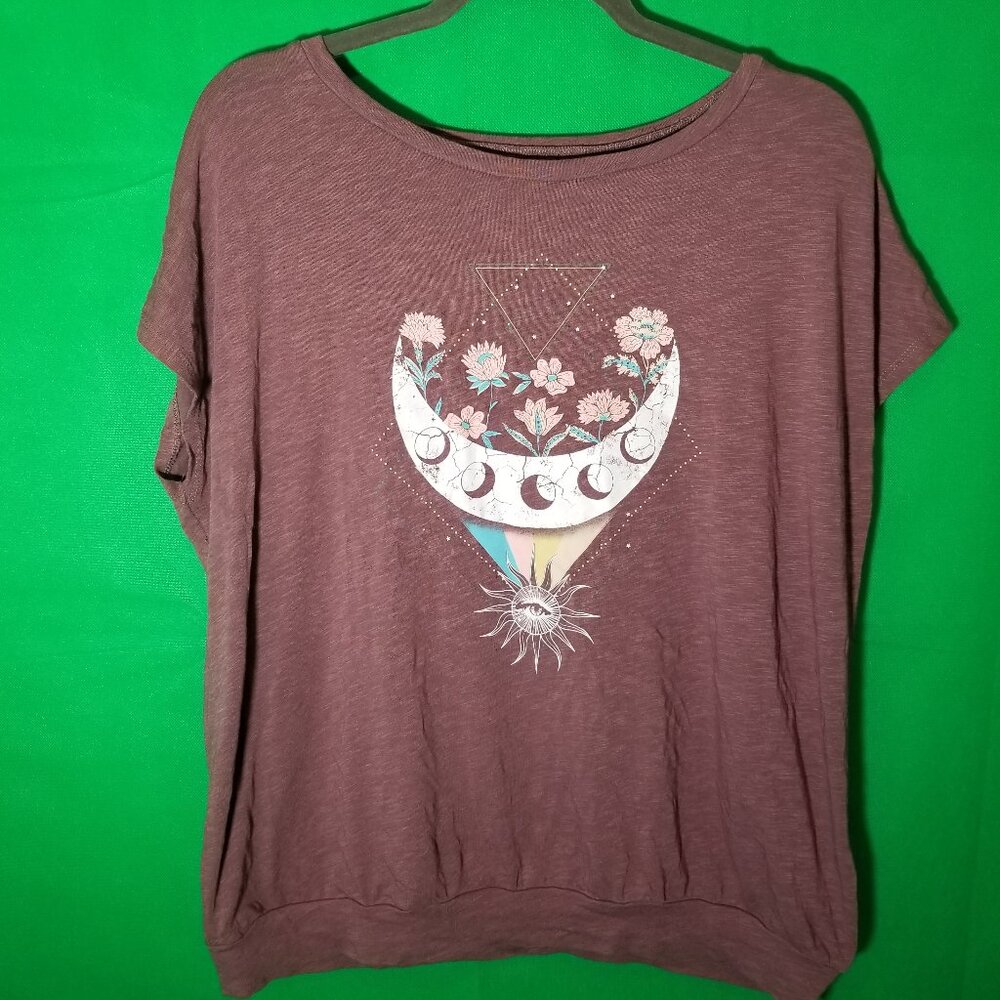 Torrid Women's Vintage Slub Jersey Plus Size 00 Mauve Cap Sleeve Retro Boho